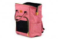 Univerzální batoh a taška na psa CAMON s nosností 5 kg. Zpevněné dno, bezpečnostní poutko s karabinou, ideální pro malé psy i kočky. Barva růžová. (6)